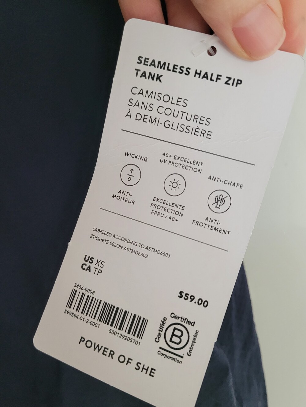NWT Athleta Ace Seamless Half Zip Tank Top Navy Blue XS - Picture 4 of 7